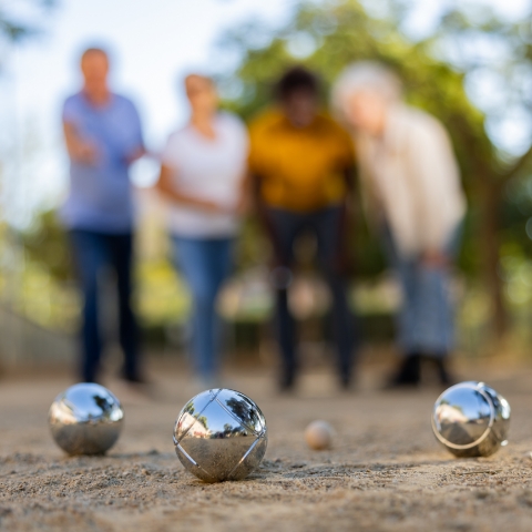 Partie de pétanque au camping Le Renom à Vonnas près de Bourg-en-Bresse